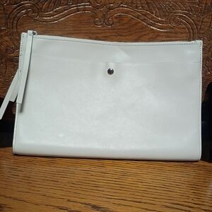 White Leather Clutch by THEORY